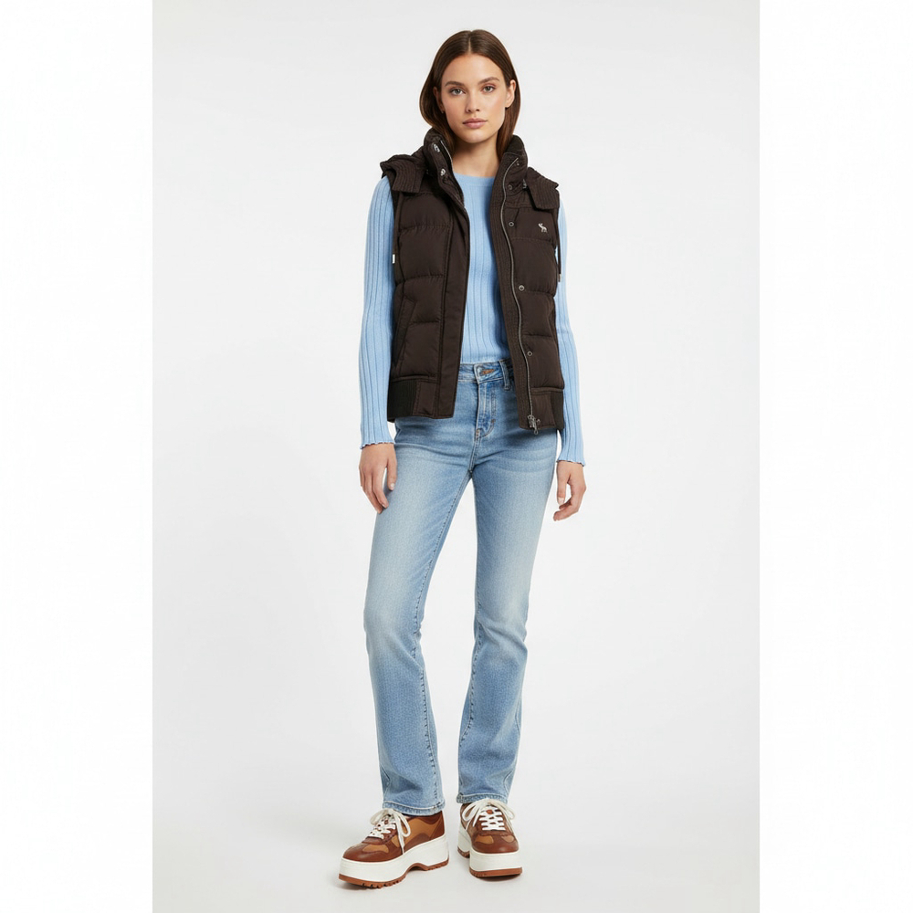 ABERCROMBIE & FITCH y2K Brown Quilted Sleeveless Puffer Vest Size Large - Picture 3 of 12